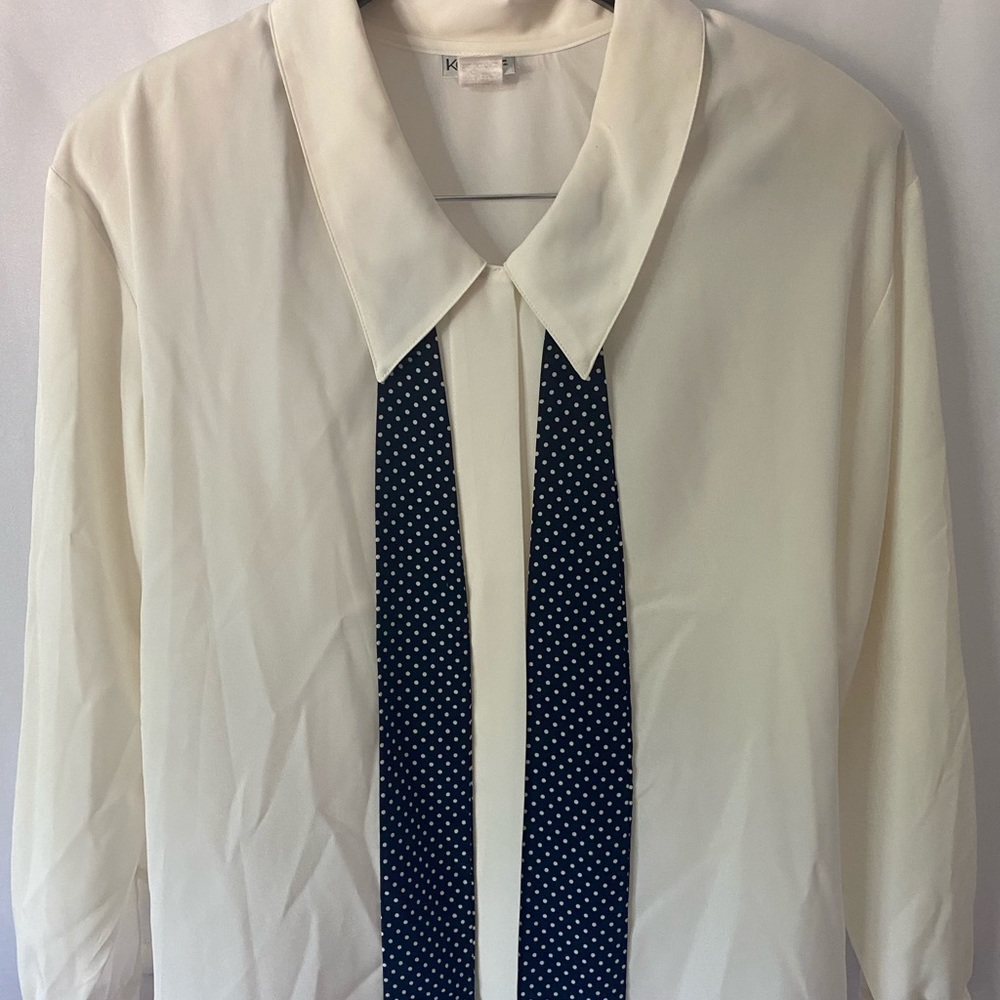 Koret white and polka dot dress shirt